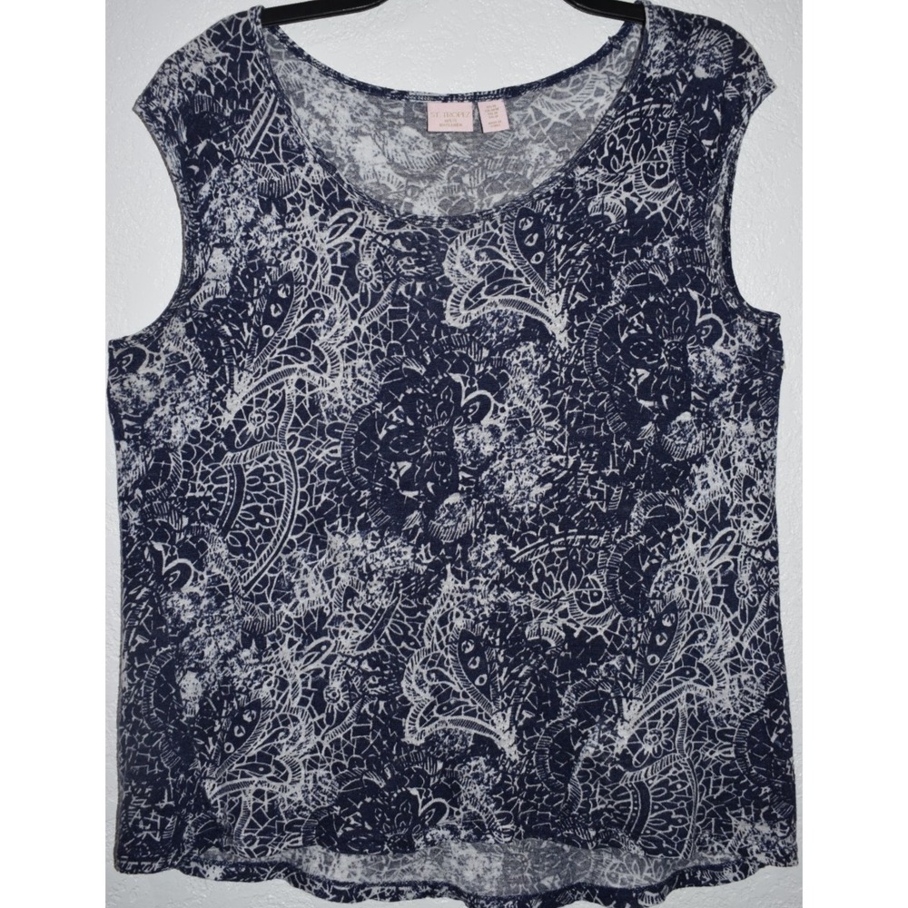 St Tropez West 100% Linen MEDIUM LOT Sleeveless Top Shirt Navy Paisley Pullovers